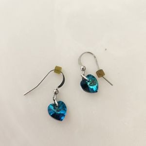 Swarovski Blue Heart Earrings